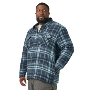 NWT Dickies Blue Plaid Flannel Sherpa Lined Woven Field Jacket Coat Button - 2XL